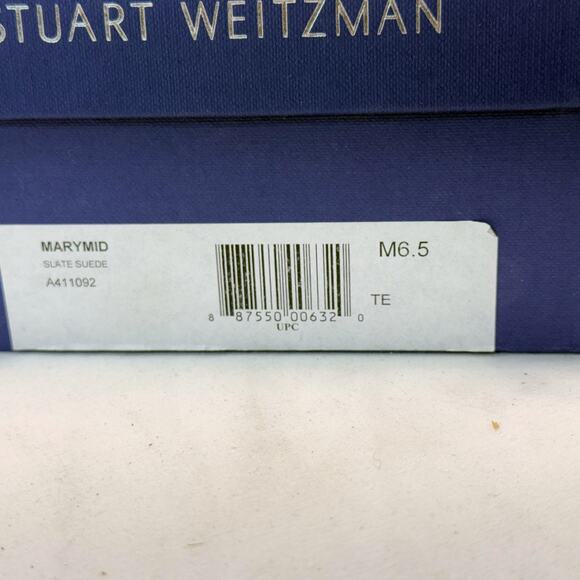 Stuart Weitzman MaryMid Slate Suede Square Chunky Heel Shoe 6.5 NEW in Box - Picture 12 of 12